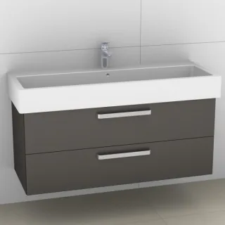 Artiqua 411 Waschtischunterschrank für Vero 045412 mit 1 Armaturbohrung Stahlgrau Metallic, 411-WU2L 411-WU2L-D24-7141-88