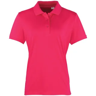 Premier Damen Coolchecker Piqué Polo-Shirt / Polohemd, Kurzarm (Hot Pink)