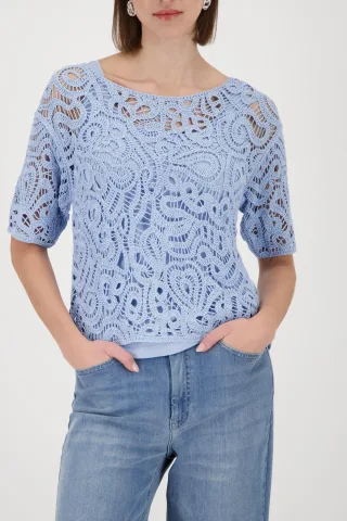monari - Strickpullover mit Cornelly-Muster sea side - Gr. - 44