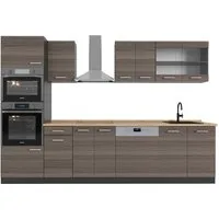 Vicco Küchenzeile R-Line, Edelgrau/Anthrazit, 300 cm mit Hochschrank, ohne Arbeitsplatte