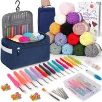 LuxusKollektion Häkelnadeln 73-teiliges Häkelset für Anfänger mit Tasche, 15
