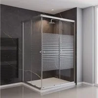 Schulte Eckdusche Sunny, variabler Verstellbereich 80-100 x 100-120 cm, Höhe: 180 cm, BxT: 100x120 cm, Sicherheitsglas, Querstreifen, Profil Silberfarben, Eckeinstieg mit Schiebetüren