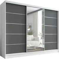 A&J MöbelLand GmbH Schiebetürenschrank AURELIA 1 mit 3 Schubladen und Spiegel (TOP ANGEBOT! Geräumiger Schrank mit einer Breite von 200 cm und Spiegel, ideal zur Aufbewahrung von Kleidung und Accessoires. 3 Schubladen und viel Stauraum. TOP PRODUKT! 