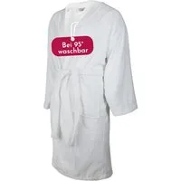 Clinotest Bademantel Frottee Bademantel, Morgenmantel/Saunamantel, weiß, Baumwolle, Kimono-Kragen, 2 aufgesetzte Taschen, Gürtel, kochfest ohne Einlaufen oder Fusseln, Saunamantel ohne Kapuze