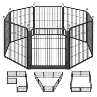 SONGMICS Flexibles Freigehege aus Rostfreiem Metall mit Tür, für Indoor und Outdoor L-XXL L