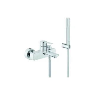 Grohe Lineare Wannenarmatur 33850001 chrom, mit Brausegarnitur, Wandmontage