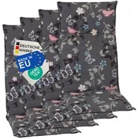 NYVI Hochlehnerauflage Hochlehner Auflagen 4er Set Barcelona - Gartenstuhlauflagen 118x50cm, (4 St), Stuhlauflage, Sitzauflage mit Halteband, UV-fest, Blumen Floral