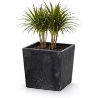 KAGM Pflanzkübel 2er SET Moderner Blumenkübel eckig mit Einsatz Steinoptik Kunststoff (inkl. Pflanzeinsatz)
