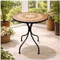 Mojawo Küchentisch Mediterraner Mosaik Gartentisch Bistrotisch Tisch Outdoortisch Ø60cm