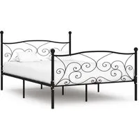furnicato Bettgestell Metallbettgestell Schwarz 211 x 129 x 105 cm mit Lattenrost (1-tlg)