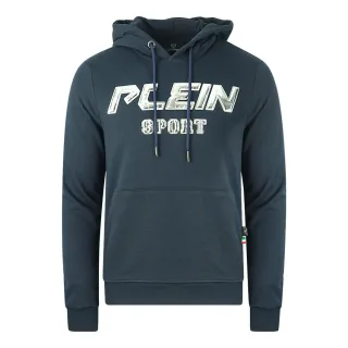 Philipp Plein Sport Silber Logo Marineblau Hoodie