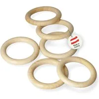 Candini Bastelperlen Holzringe aus Buchenholz zum basteln & Makramee, 10 Stück, Ø 70mm, 10mm Ringstärke