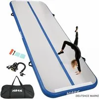 kehot Gymnastikmatte 3 Meter Gymnastikmatte aufblasbar für Zuhause & Training rutschfest (10 cm dicke Polsterung für Yoga, Pilates, Cheerleading & Gymnastik, Mit 600 W Elektropumpe & Überhitzungsschutz für schnelles Aufpumpen), Erhältlich in Blau ode