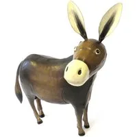 Exner GmbH Garten- & Wohnaccessoires Gartenfigur Deko Figur Esel Lustig Handarbeit Metall Braun 55 cm, Handarbeit