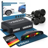 VSG24 Premium Einparkhilfe ECHO PLUS VORNE Display Parkhilfe zum nachrüsten Rückfahrkamera (Rückfahrwarner mit Display & 4 Sensoren Stecksystem Nachrüstsatz PDC)