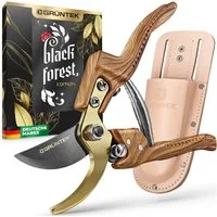 GRÜNTEK Gartenschere Premium Gartenscheren Set Bypass 210 mm mit Echtleder-Holster, (Gartenschere + Holster), Die 210 mm lange Pflanzenschere ist ideal für Hecken, Äste usw.