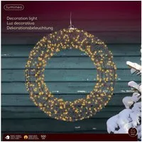 Lumineo LED Stern LED Metall-Kranz Schwarz 500 LED, 38 x 38 cm, klassisch warm, Timer, Klassischwarm, 8h-Timer, Indoor/Outdoor, IP-44, zum Aufhängen