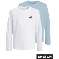 Jack & Jones Junior Langarmshirt JJBRANDON TEE LS CREW NECK 2PK MP JNR (Packung, 2-tlg)