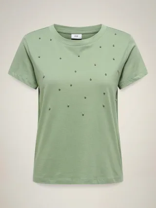 JDY - JDYHESTER LIFE S/S STUD TOP JRS Hedge Green - Gr. - M