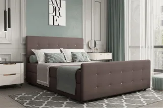 Boxspringbett Schlafzimmerbett MARKOS 160x200cm Stoff Soro Braun inkl. Bettka...