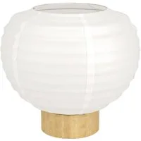 EGLO Tischleuchte Summerhill Nachttischlampe, 1fach, Japan-Stil, Holz, Papier, Weiß, E27, Ein-/Ausschalter, ohne Leuchtmittel, Tischleuchte - H20 x Ø22,5 cm - braun - 1X40W exkl.