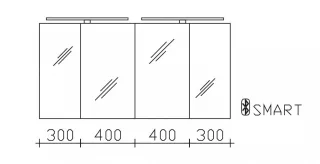 Pelipal Serie 25 Pelipal Spiegelschrank SDAES5014-I, B:1400, H:703, T:170mm SDAES5014-I