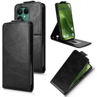 Wigento Smartphone-Hülle Für Fairphone 6 Magnetische Vertikale Flip Kunstleder Hülle Schwarz, Magnetverschluss, Kartenfächer, Halterfunktion