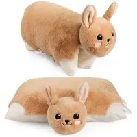 BRUBAKER Kuscheltier Kuscheltierkissen Hase - 2 in 1 Plüschtier und Kuschelkissen (Tierkissen Hasenkissen Stofftier, 1-St., 40 x 30 cm), Kuschelhase - aufklappbares Kinder Plüschkissen mit Klettverschluss