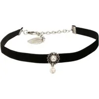 Alpenflüstern Choker Trachten-Samt-Kropfband Helena (schwarz), - nostalgische Trachtenkette enganliegend, Kropfkette elastisch, Damen