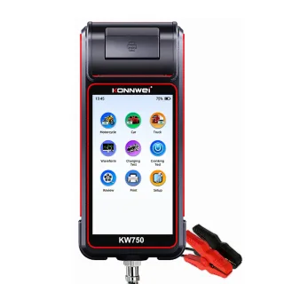 KONNWEI KW750 Car Battery Tester 6V 12V 24V with Printer 4.6 Inch Touch Screen Automotive Load Analyzer for AGM GEL EFB