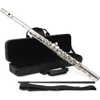 Classic Cantabile Querflöte FL-100 Querflöte komplett aus vernickeltem Neusilber C, Geschlossene Klappen, leichtgängige E-Mechanik