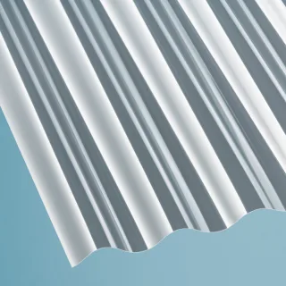 Polycarbonat Lichtplatte | Wellplatte | 76/18 | 1,3 mm | Breite 1045 mm | glasklar