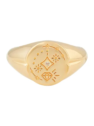 cai Ring 925 Silber vergoldet Siegelring rund Tattoo