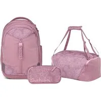 Satch Schulranzen Schulrucksack-Set MATCH Magnolia Dream 3-teilig (3-teilig), Schulranzen, ergonomisch, 30 + 5 Liter, 4 Fächer