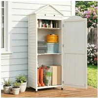 Outsunny Gerätehaus mit verstellbar Ablage, magnetisch Tür, galvanisiert Dach, Belüftung, BxT: 85x58 cm, (Gartenschrank, 1 St., Geräteschuppen), für Garten Terrasse Weiß