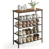 VASAGLE Schuhregal Schuhschrank, 4/5Ebenen, Stoffablagen, große Oberfläche für Taschen, Metall,für Flur