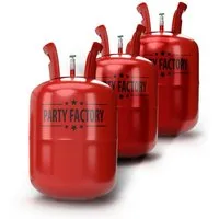 Party Factory Helium Party Factory Set mit 3 Heliumflaschen für je 50 Ballons, je 400l, Helium, Ballongas, Einwegflasche
