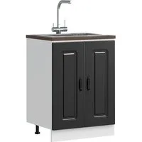 vidaXL Küchenbuffet vidaXL Spülenunterschrank Kalmar Schwarz 60x46x81,5 cm Holzwerkstoff