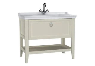VitrA Valarte Set 100 cm Möbelwaschtisch + Waschtischunterschrank 1 Vollauszug Elfenbein Matt,62185 62185