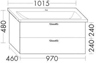 Burgbad Waschtischunterschrank Sys30 PG3 Diago 480x970x460 Weiß Hochglanz, WVCD097F1507 WVCD097F1507
