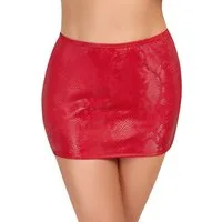 Cottelli Collection Minirock Mini-Rock im Wetlook mit Schlangenmuster - rot (1-tlg) in trendiger roter Schlangenhaut-Optik
