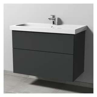 Sanipa 3way Waschtischunterbau zu Geberit iCon Light Waschtisch mit 2 Auszügen, Anthrazit-Matt SM57522