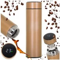 Ikonka Isolierflasche Smart Thermosbecher 500ml mit LED-Temperaturanzeige & Vakuumisolierung, Thermosbecher 500ml mit LED-Display, Vakuumisolierung & Siebeinsatz