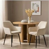 IDIMEX Esszimmerstuhl SIENNA (2 St), Polsterstühle 2er Set mit Armlehnen und Samtbezug Beige