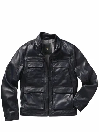 Mey & Edlich Herren Vollkommene Lederjacke Grün Obermaterial: Lammleder