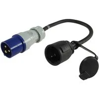 Systafex® Adapterkabel CEE Stecker auf Schuko Steckdose 35cm 230V IP44 CEE-Adapterkabel CEE-Stecker zu Schutzkontakt, IP44, 230V, 16A, 3 Polig
