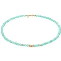 Elli Premium Kette mit Anhänger Amazonit Perlen Hellgrün Beads 925 Silber vergoldet, Kugel