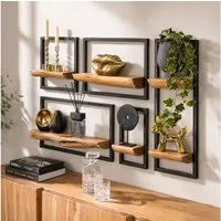 LEVEN Lifestyle Wandregal 5´er Set Regal Wandregal mit Baumkante aus Holz Holzregal, 5-tlg.