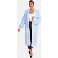 Elara Cardigan — Damen Long Cardigan One Size mit Kontrastborte und Taschen