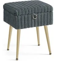 SONGMICS Sitzhocker Schminkhocker, Fußhocker, Wohnzimmer, Schlafzimmer, 30 x 40 x 50 cm (mit Stauraum), Schminktisch-Stuhl, Metallbeine, gepolstert, verstellbare Füße, grau